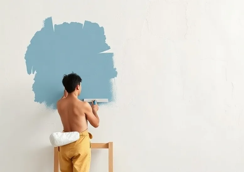 Application d'un enduit décoratif à la lisseuse sur un mur