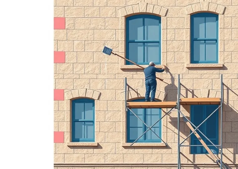 Ravalement de façade en pierre, nettoyage et application d'enduit